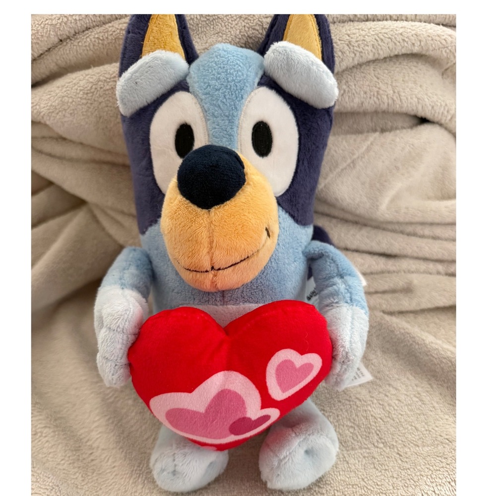 Bluey Plush Holding Red Heart Valentine Stuffed Animal Toy Animal Adventure LLC